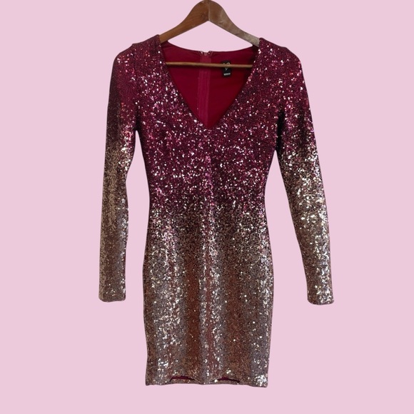 Windsor Ombré Sequin Mini Long Sleeve Dress - Picture 14 of 16